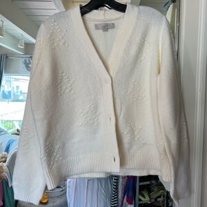 LOFT Women's White Textured Cardigan